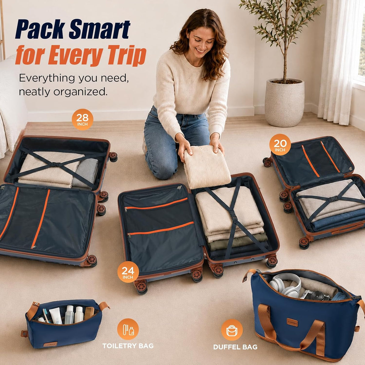 Cosbarn ZYK001 Hardside Luggage Set – Large, PorscheBlue – product detail
