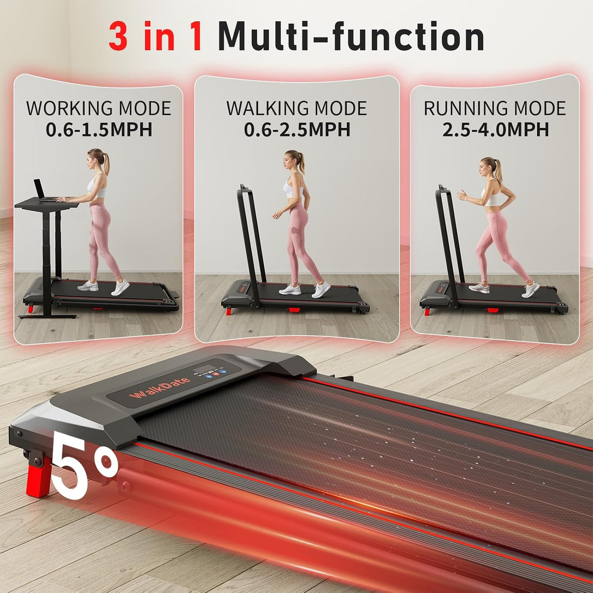 WalkDate Walking Treadmill – Black Handle – product detail