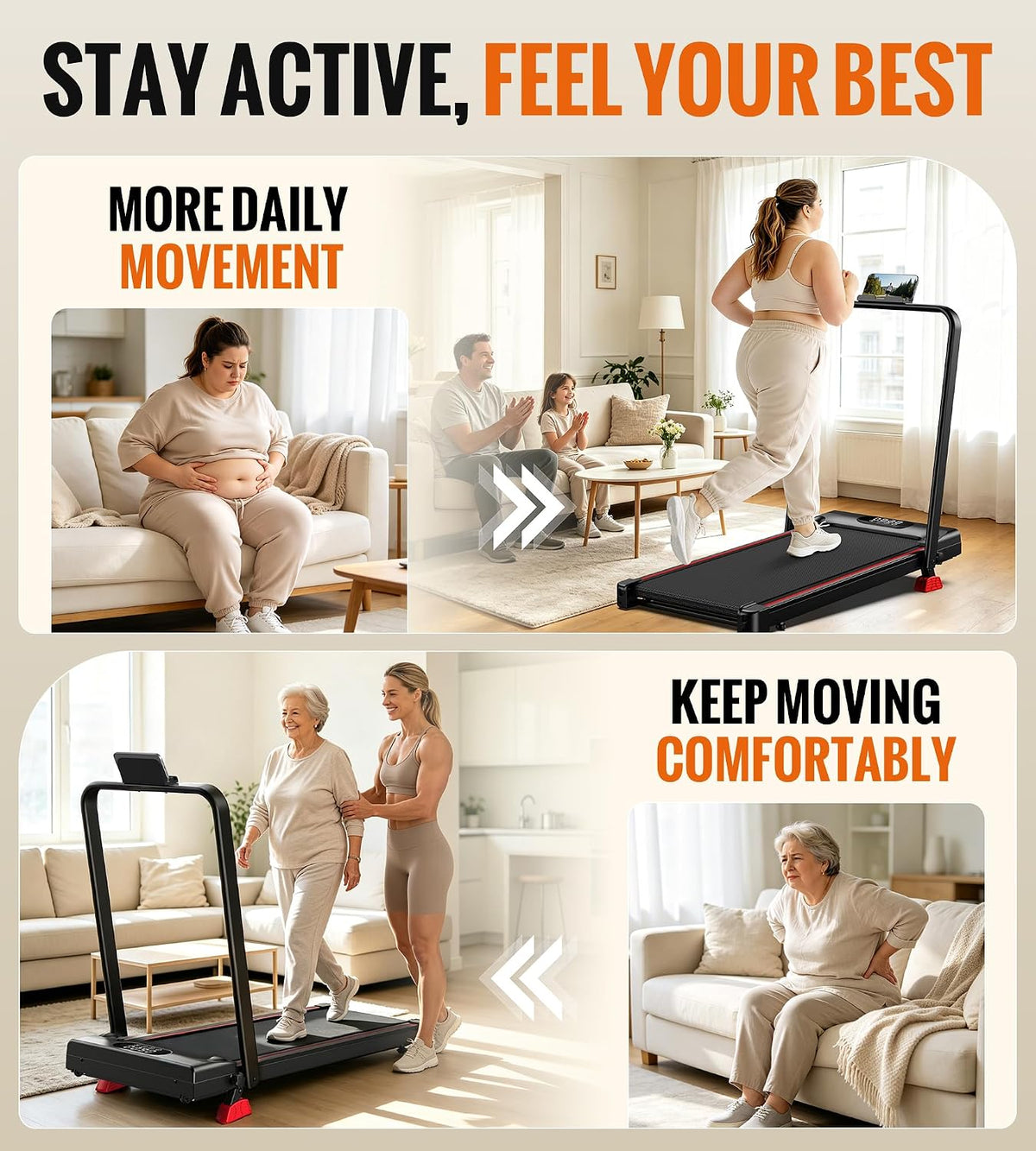 HomePoweron Under-Desk Walking Treadmill – Black – product detail