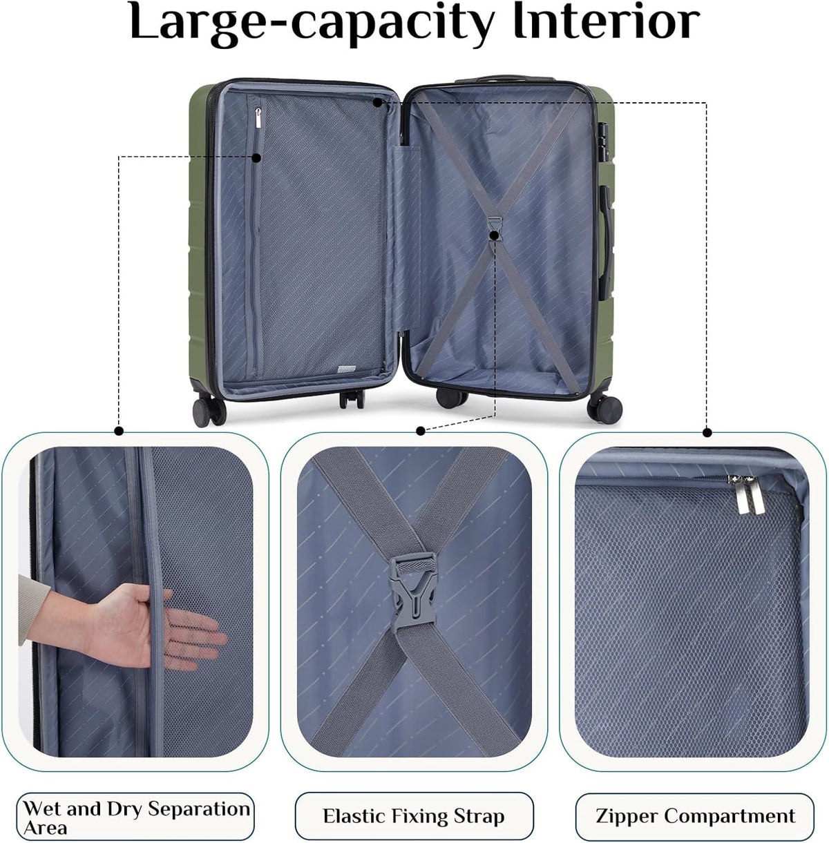 OLIXIS OLXLX-20IN Hardside Carry-On Suitcase – 20 IN, Olive Green – Olive Green / 20 IN – product detail