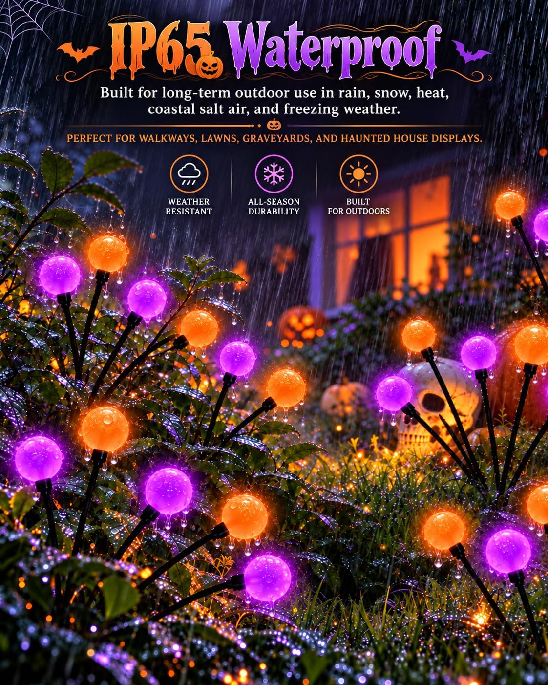 OZS Solar Firefly Garden Lights – 6 Pack, Purple Orange – Purple Orange / 6 Pack – product detail