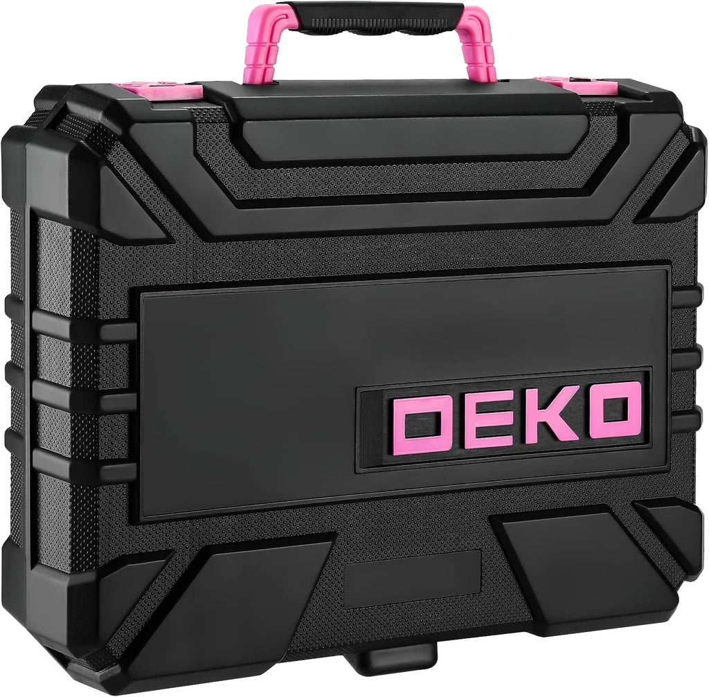DEKOPRO 126-Piece Cordless Drill and Hand Tool Set – Pink – product detail