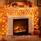 TURNMEON 3-Pack 30-Foot 60-LED Maple Leaf Garland – 30FT-Maple garland, Orange&yellow – 30FT-Maple garland / Orange&yellow – product detail