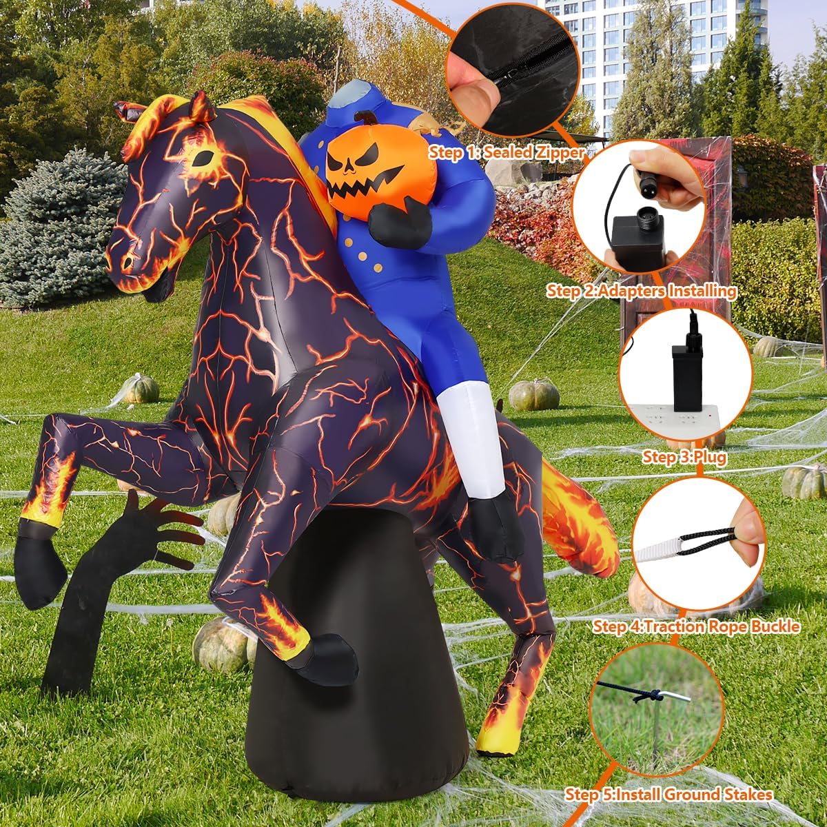 COMIN 69468 6-Foot Halloween Headless Horseman Inflatable – blue – product detail