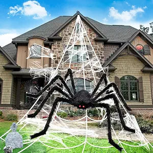 BOSONER Halloween Spider & Web Decoration Set – 4.1FT, Black