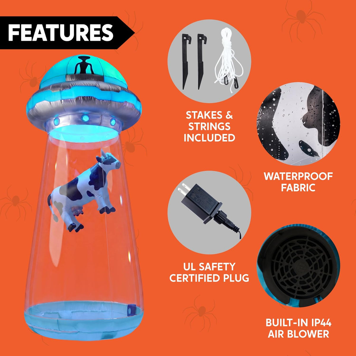 Joiedomi 9-Foot Halloween UFO & Alien Inflatable – Blue – product detail