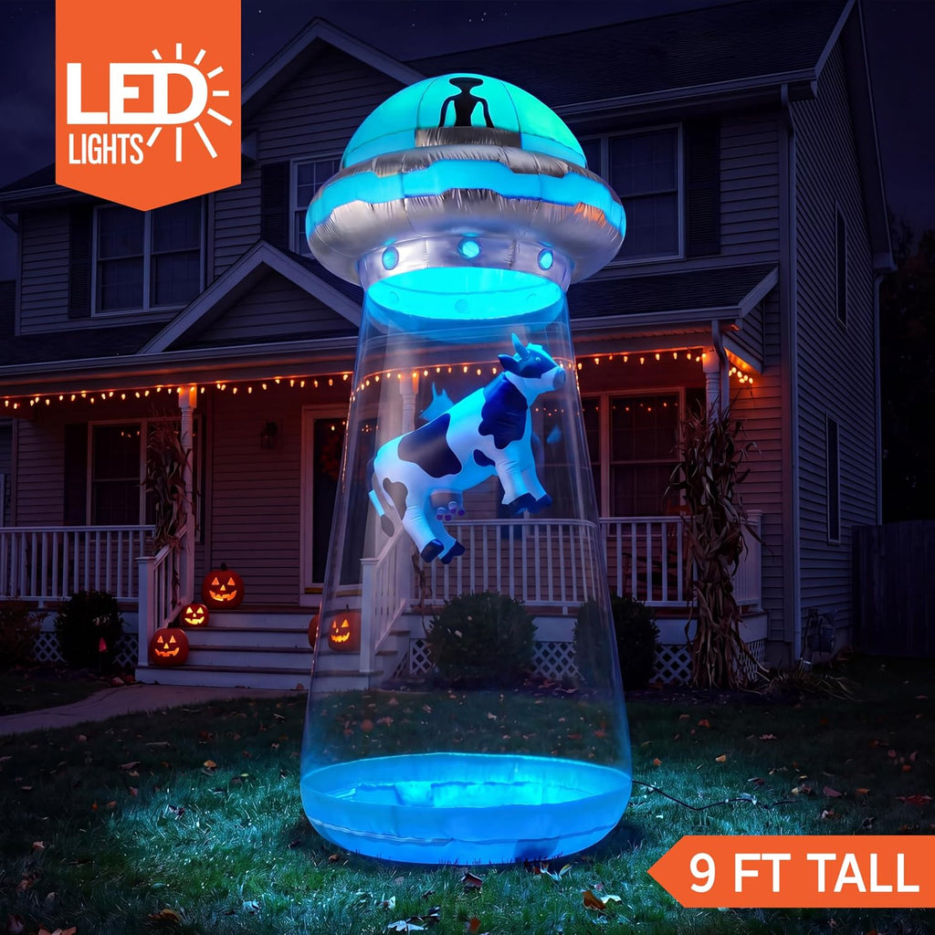 Joiedomi 9-Foot Halloween UFO & Alien Inflatable – Blue – product detail