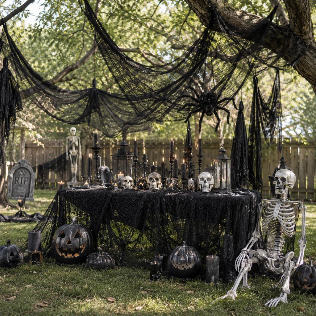 Qtisky 5-Piece Halloween Gauze Decorating Cloth Set – 72 x 30 inches, black – black / 72 x 30 inches – product detail