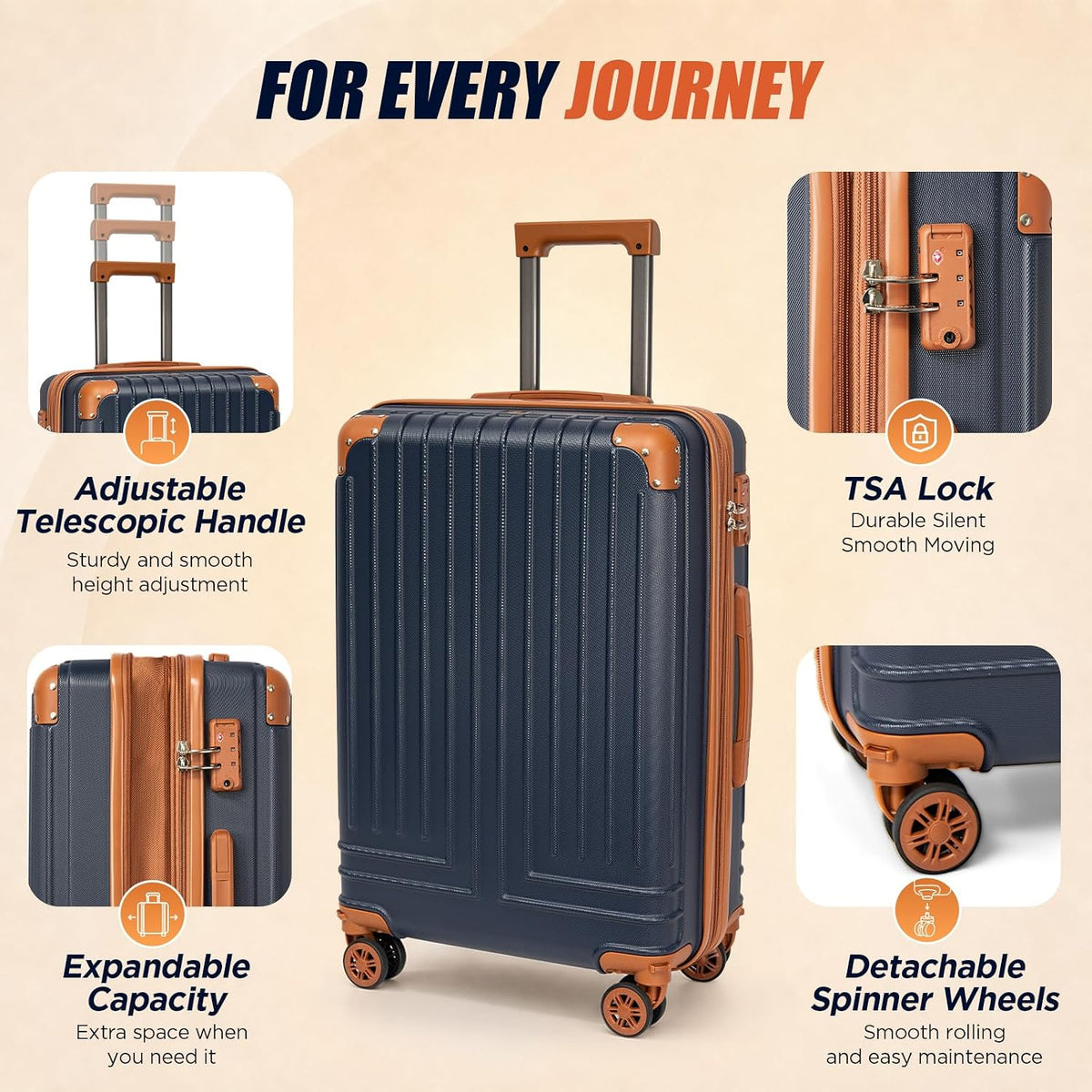 Cosbarn ZYK001 Hardside Luggage Set – Large, PorscheBlue – product detail