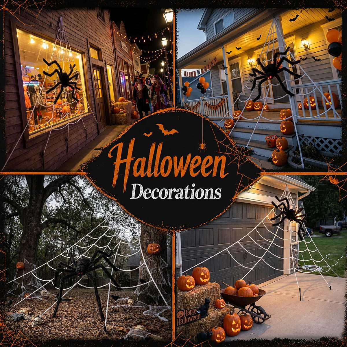 Land Guard WSJ-SJWZZ 236-Inch Halloween Web & 70-Inch Spider Set – 236 inches, White, Black – 236 inches / White, Black – product detail