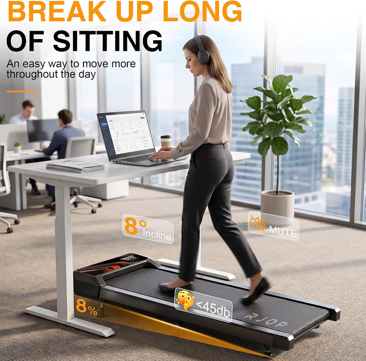RJOP N4054 Under-Desk Walking Treadmill – Black-Red – product detail