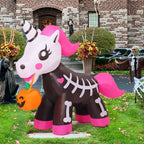 COMIN 69286 5-Foot Halloween Skeleton Unicorn Inflatable – Pink – product detail