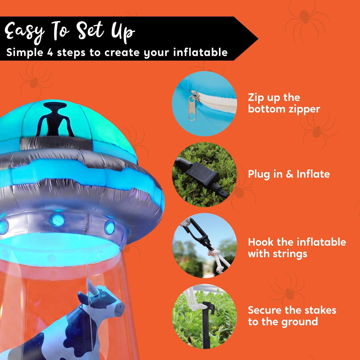 Joiedomi 9-Foot Halloween UFO & Alien Inflatable – Blue – product detail