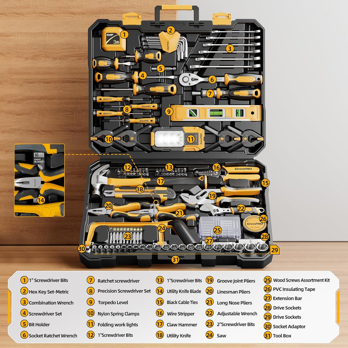 GRENPRO 074191 239-Piece Mechanics and Household Tool Kit – 239PCS Tool Kit – ‎239PCS Tool Kit – product detail