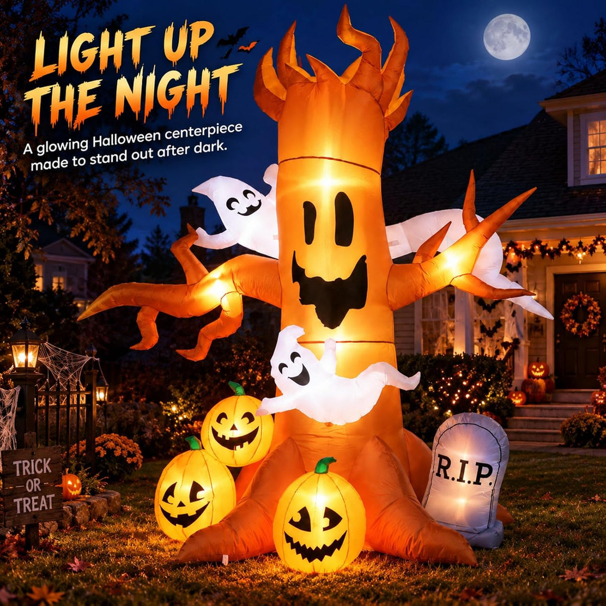 IHGYT HY-QQ26016 8-Foot Halloween Ghost Tree & Pumpkin & Tombstone Inflatable – Ghost Tree – product detail