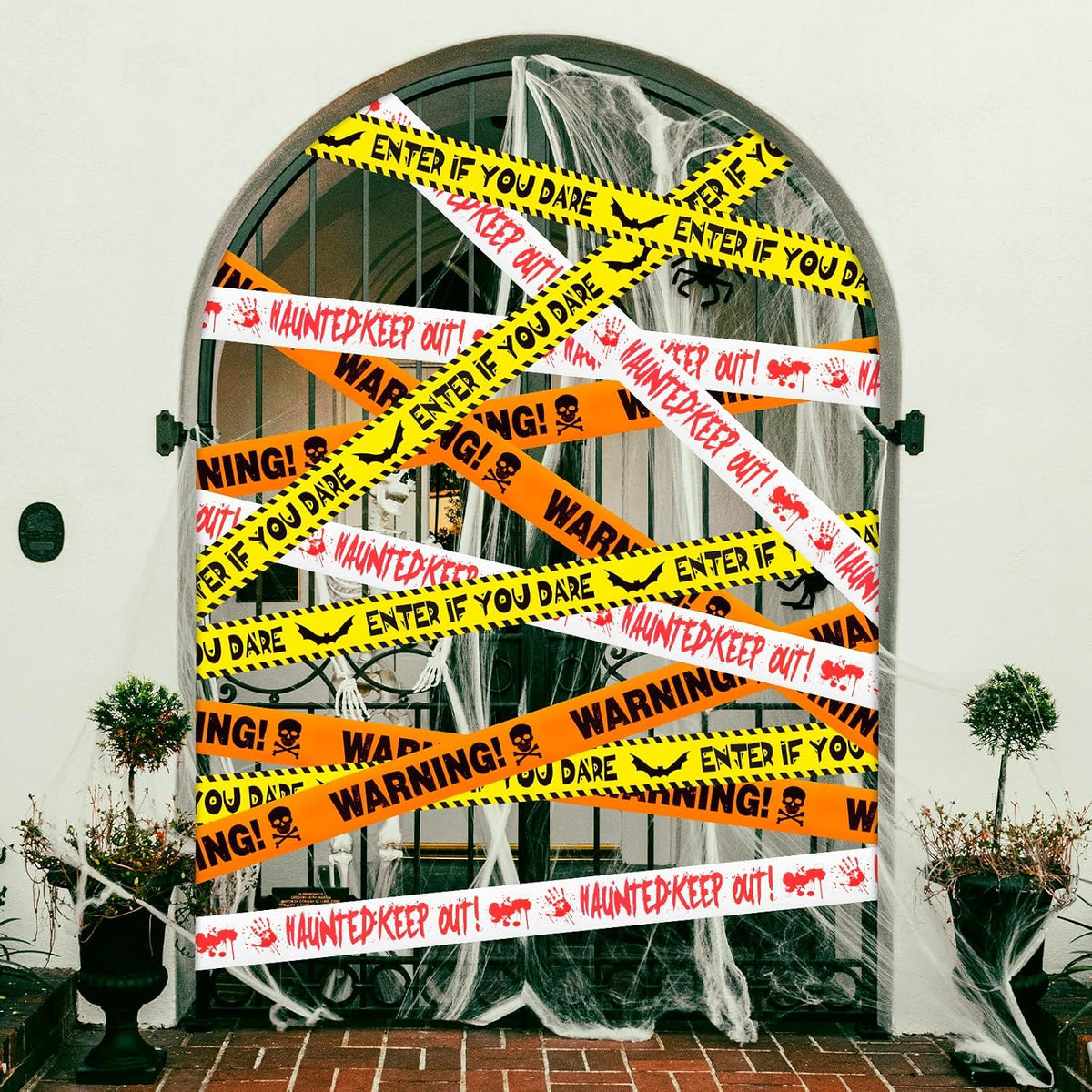 ONFAON 3-Piece Non-Adhesive Halloween Caution Tape Bundle – Red or Orange – product detail