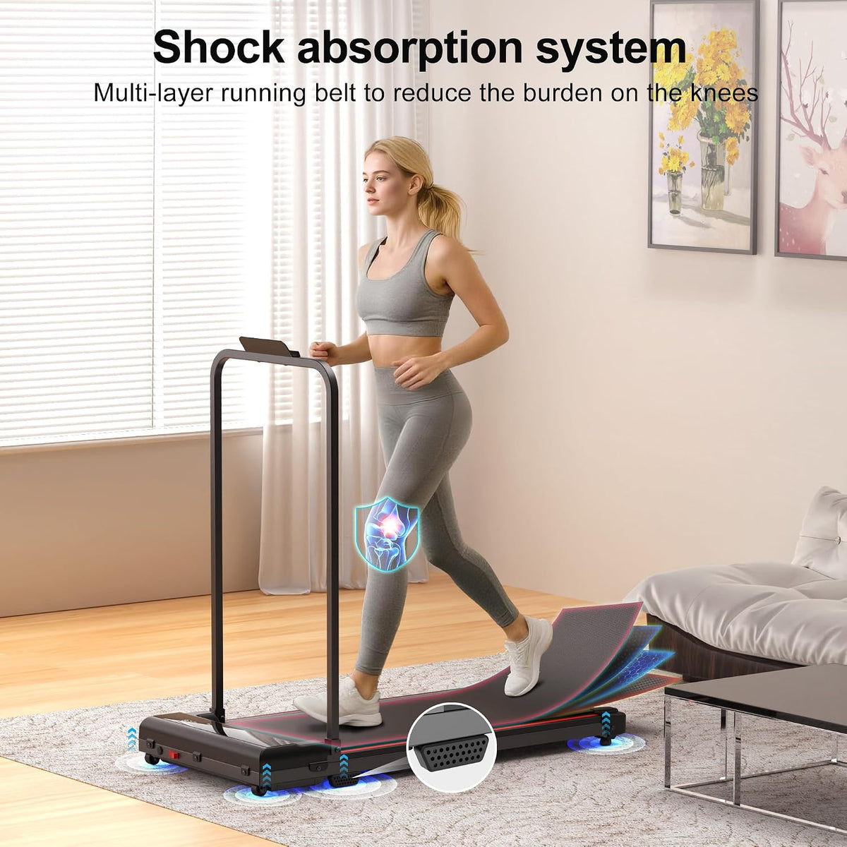 Terluxra 3BXFS-930iF Under-Desk Walking Treadmill – Black-Red – product detail
