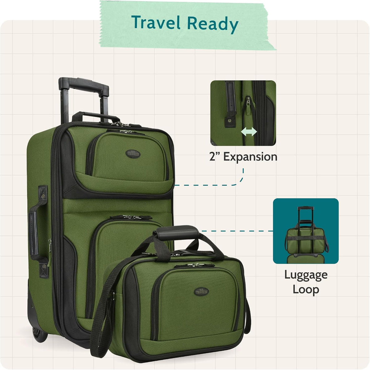 U.S. Traveler US5600O Softside Luggage Set – 21"/14", Orange – Orange / 21"/14" – product detail