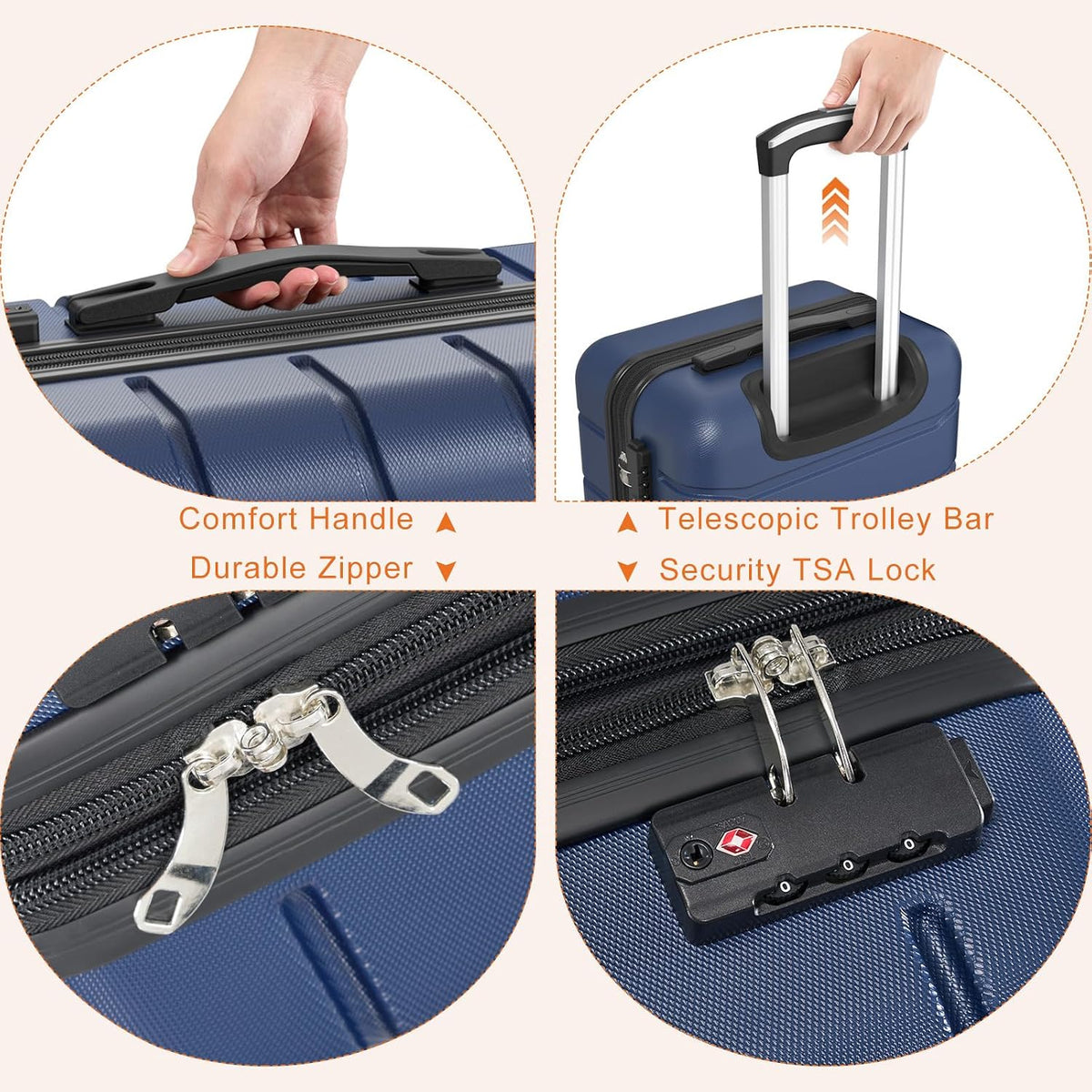 Sweetcrispy T-2LG-20BU-1 Carry-On Suitcase – 20 Inch, Blue – Blue / 20 Inch – product detail