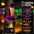 ILLUMINEW 001 Solar-Lighted Halloween Crashing Witch Decoration – Orange Purple – product detail
