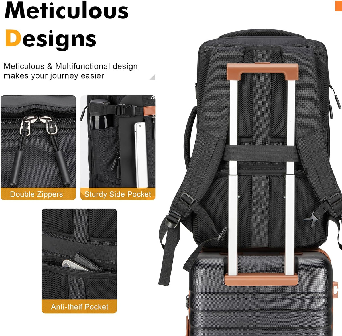 Velaybor LUG190602# Luggage Set – 3 Piece Set (20inch), Black – Black / 3 Piece Set (20inch) – product detail