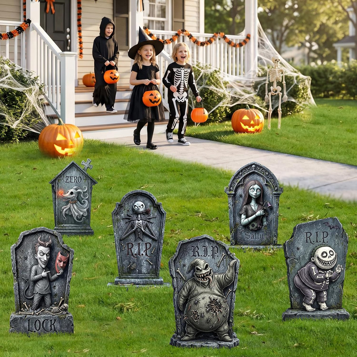 KLYRO 6-Pack 17-Inch Printed Halloween Tombstone Yard Signs – 17 Inch, Black – Black / 17 Inch – product detail