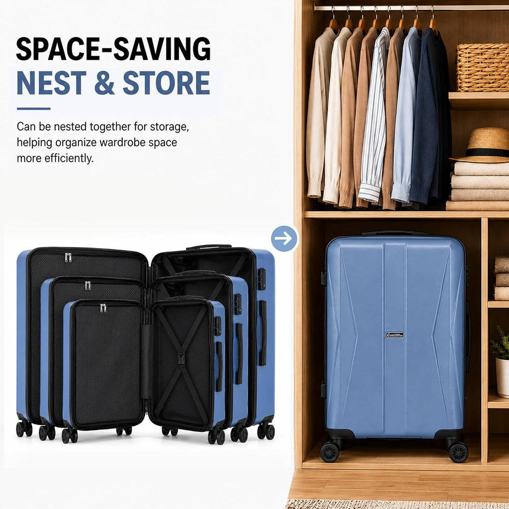 CONCEPTEN C3-ABS5PCS-BU Hardside Luggage Set – 5PCS, Blue – Blue / 5PCS – product detail