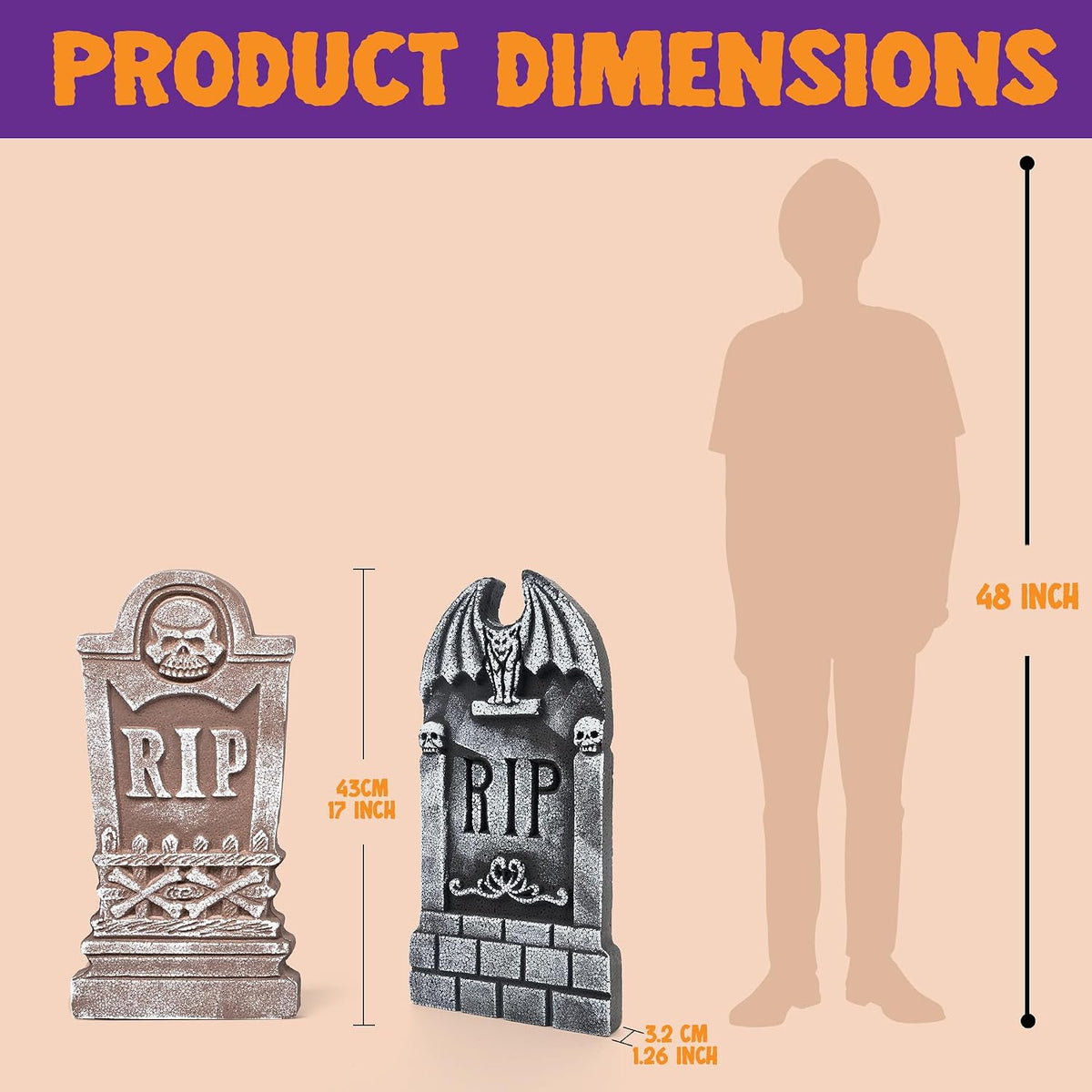 JOYIN 10519 5-Pack 17-Inch Foam Halloween Tombstones – 17 inches, Multicolor – Multicolor / 17 inches – product detail