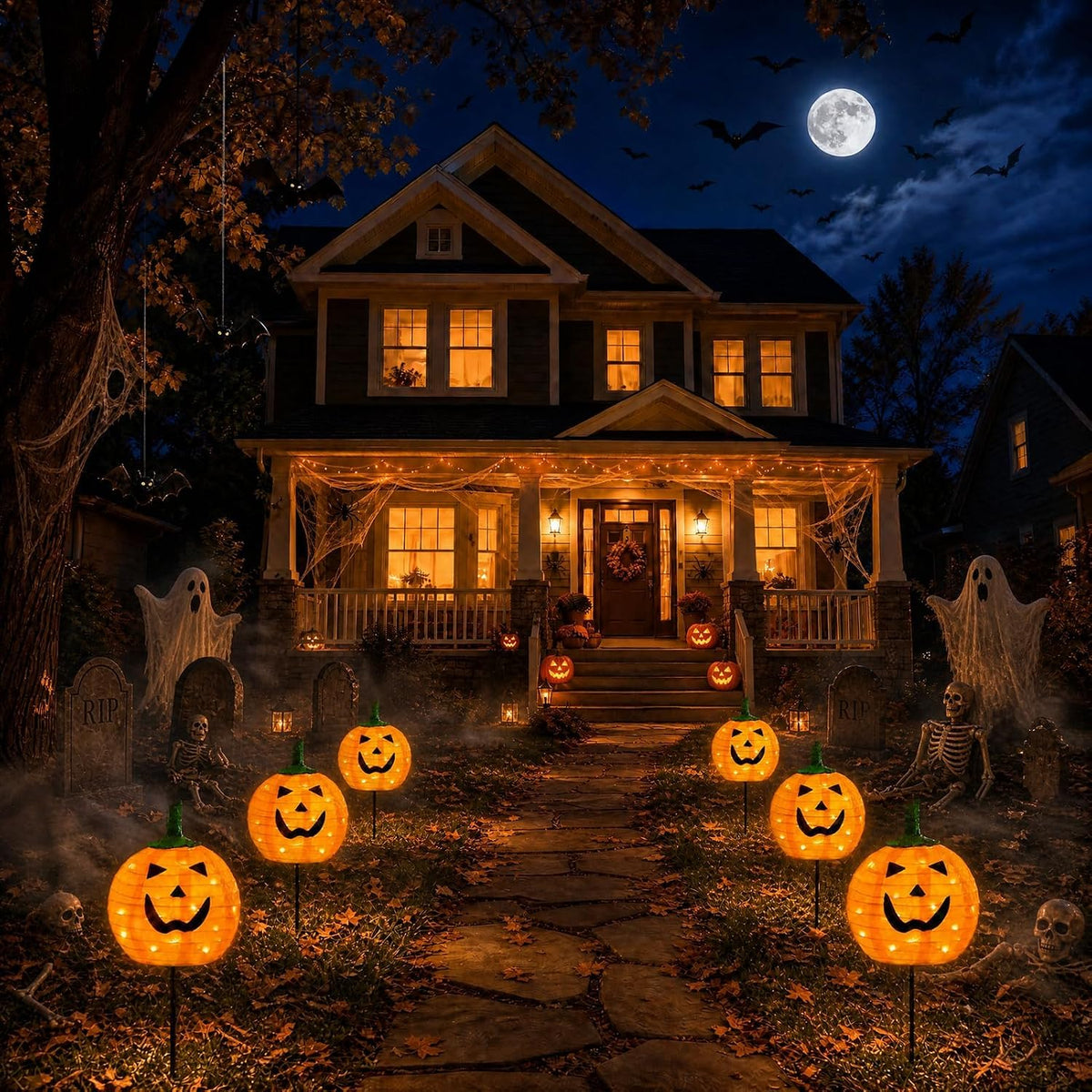 DAYLIGHTIR 2-Pack Solar Pumpkin Stake Lights – Orange – product detail