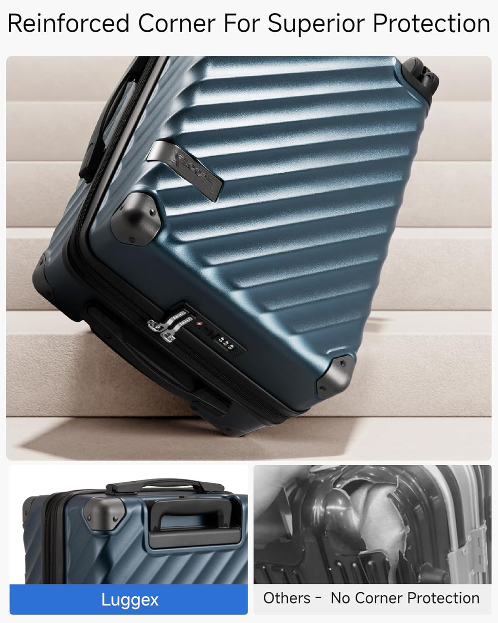 LUGGEX Suitcase – Checked-Large 28-Inch, Navy – Navy / Checked-Large 28-Inch – product detail