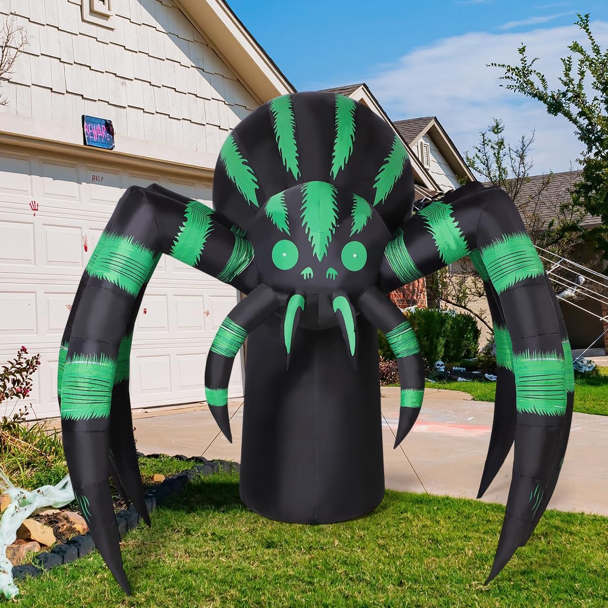 GOOSH 69762-P 7-Foot Halloween Spider Inflatable – Green – product detail