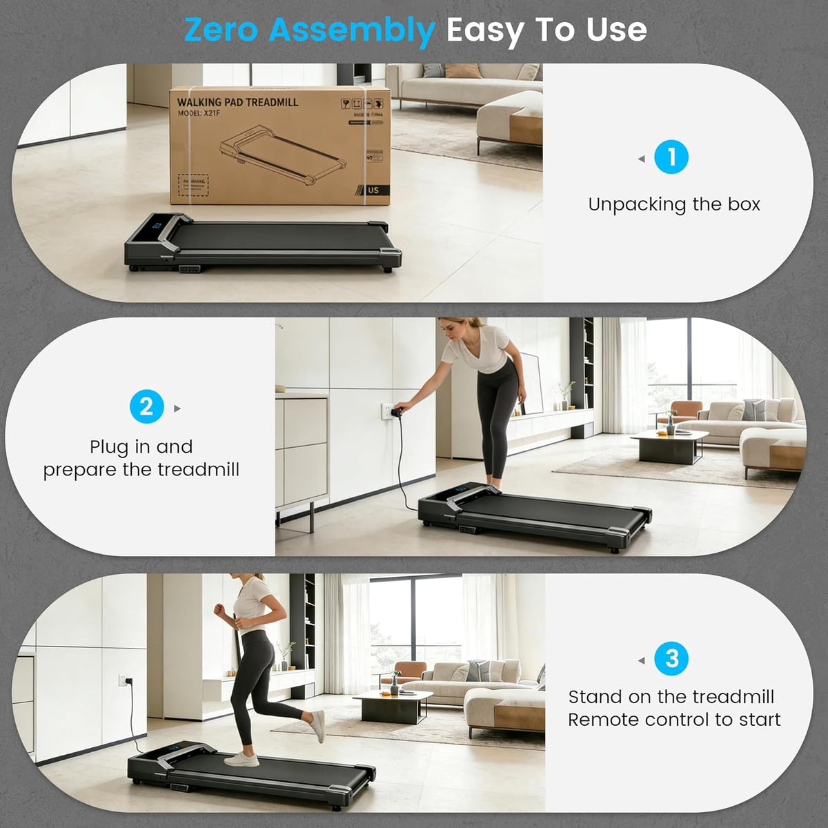 Rythkore X2ZF Under-Desk Walking Treadmill – Black – product detail