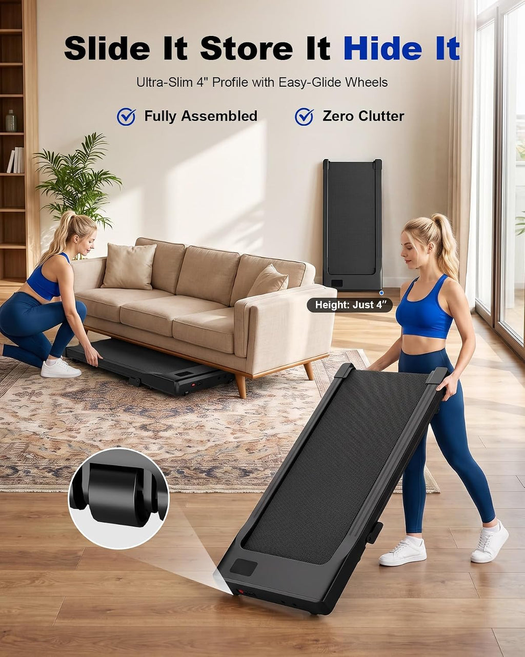 MJWW AA Under-Desk Walking Treadmill – Charcoal Black – product detail