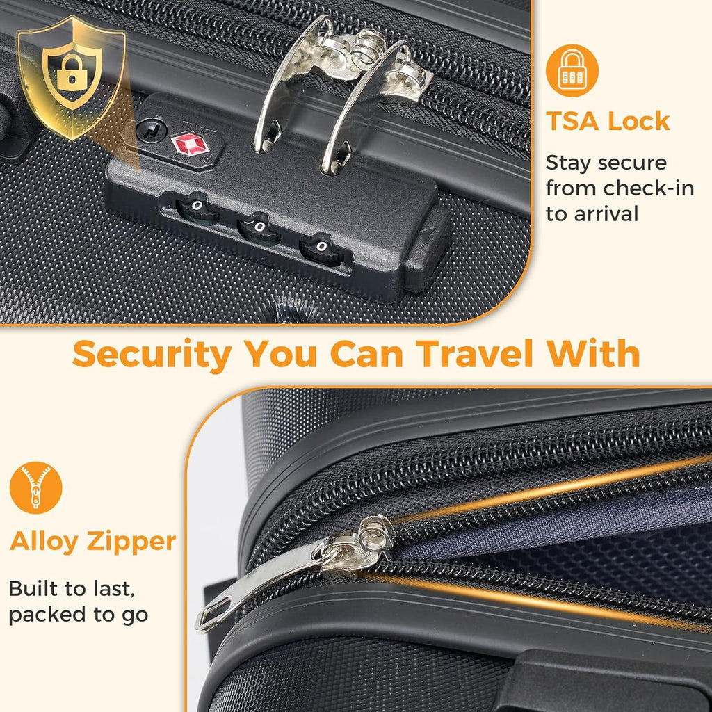 NEWBULIG NV2-2LG-24BK Hardside Suitcase – 24 Inch, Black – Black / 24 Inch – product detail