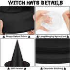 Helimoto 12-Piece Hanging Halloween Witch Hat Set – Black – product detail