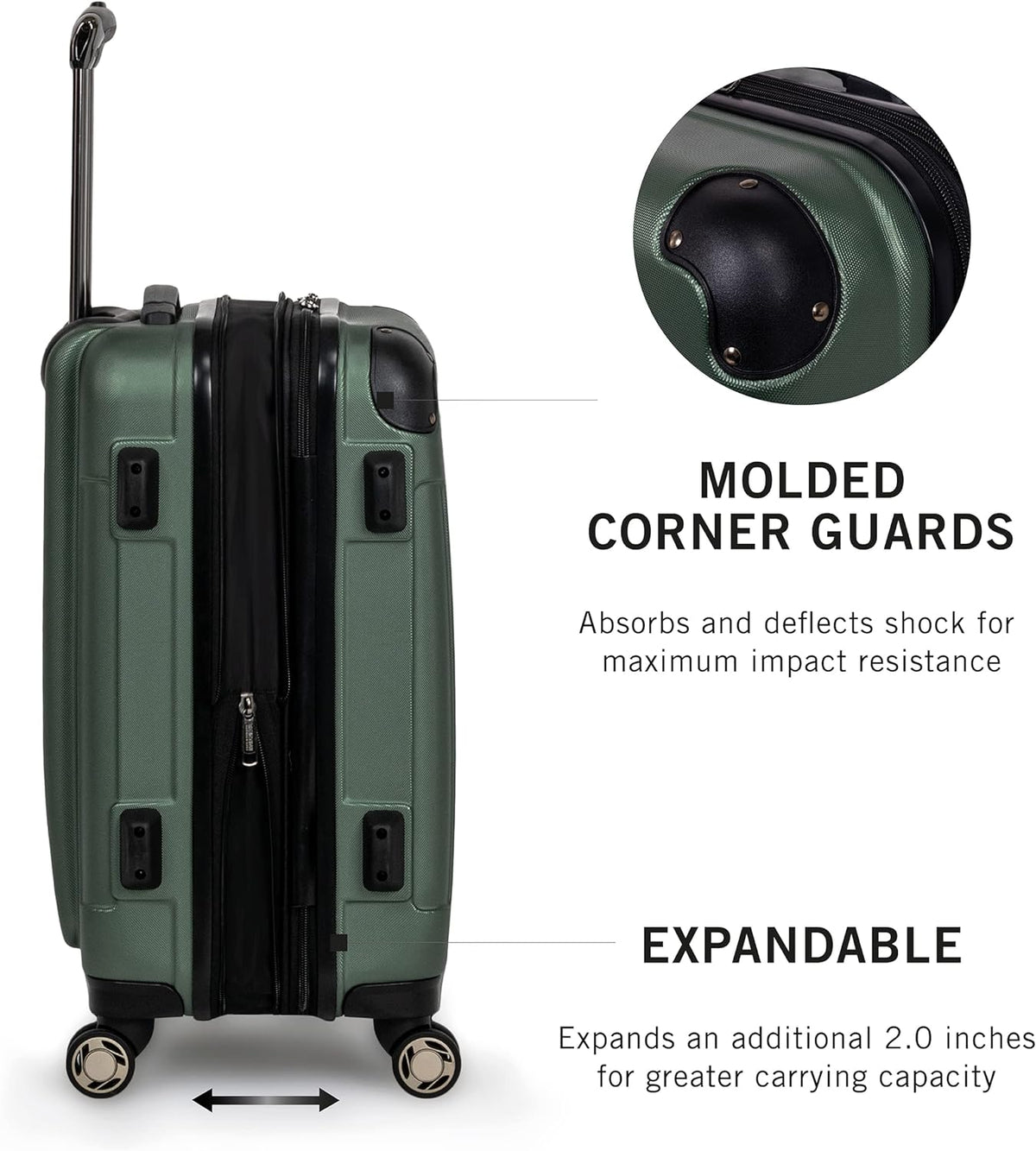 Kenneth Cole REACTION 5707206C Hardside Carry-On Suitcase – 20-Inch Carry On, Cilantro – Cilantro / 20-Inch Carry On – product detail