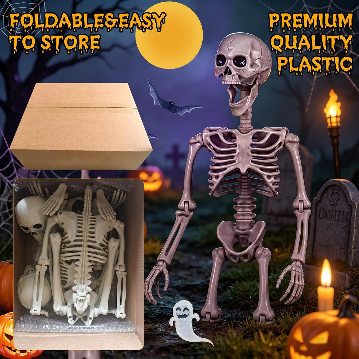 wymulot 2-Pack 40-Inch Posable Halloween Skeletons – 2 Pack 40 Inches Halloween Skeleton – product detail