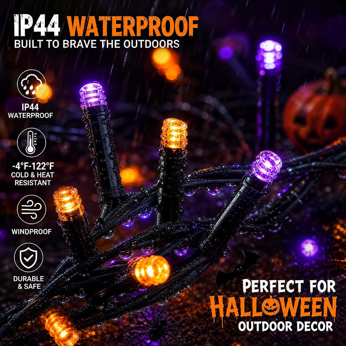 Dazzle Bright HB-300COI 100-Foot 300-LED Halloween String Lights – 300 LED, Purple & Orange – Purple & Orange / 300 LED – product detail