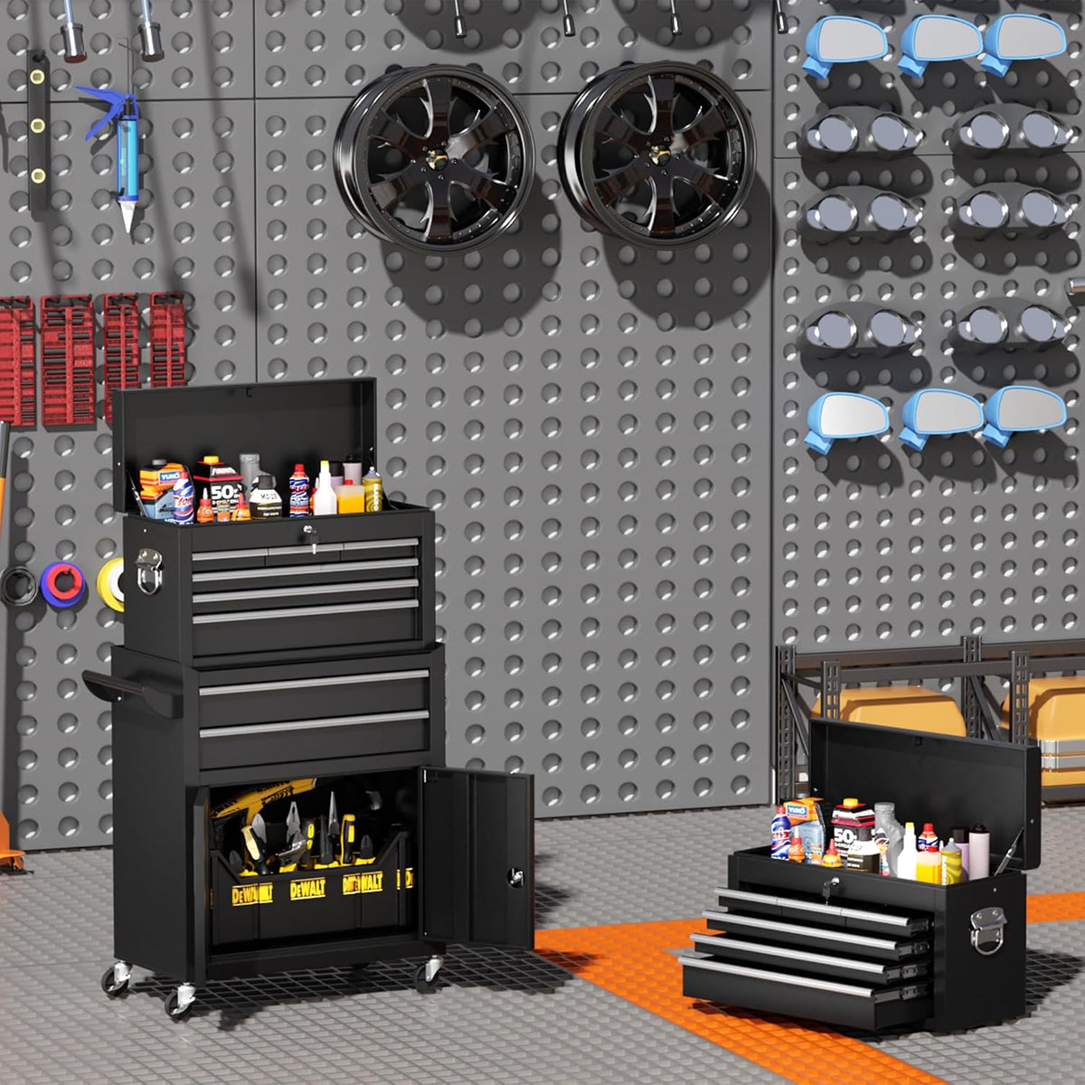 INTERGREAT 8-Drawer Rolling Tool Chest with Detachable Top – 8 Drawers, Black – Black / 8 Drawers – product detail