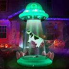 ZPISF UFO Inflatable - 001 10-Foot Halloween UFO & Cow Inflatable – 10 FT UFO Abduction