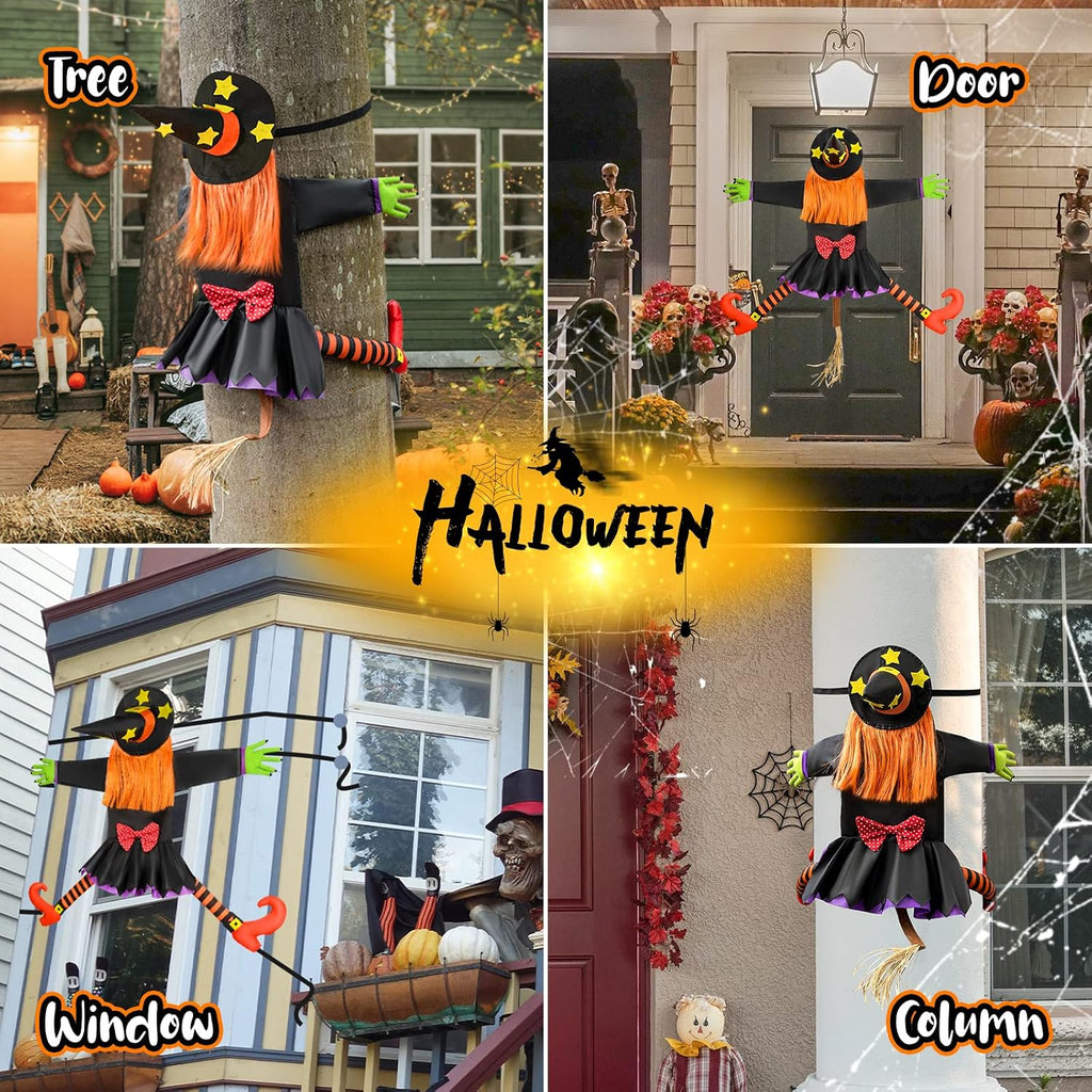 Bswalf 44-Inch Crashing Witch Halloween Tree Decoration – Orange(44 Inch) – product detail