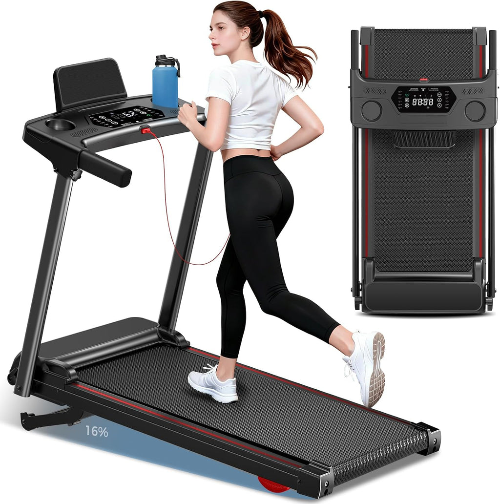 ShineMaos XMS-970NB-Black-Red Walking Treadmill – Black
