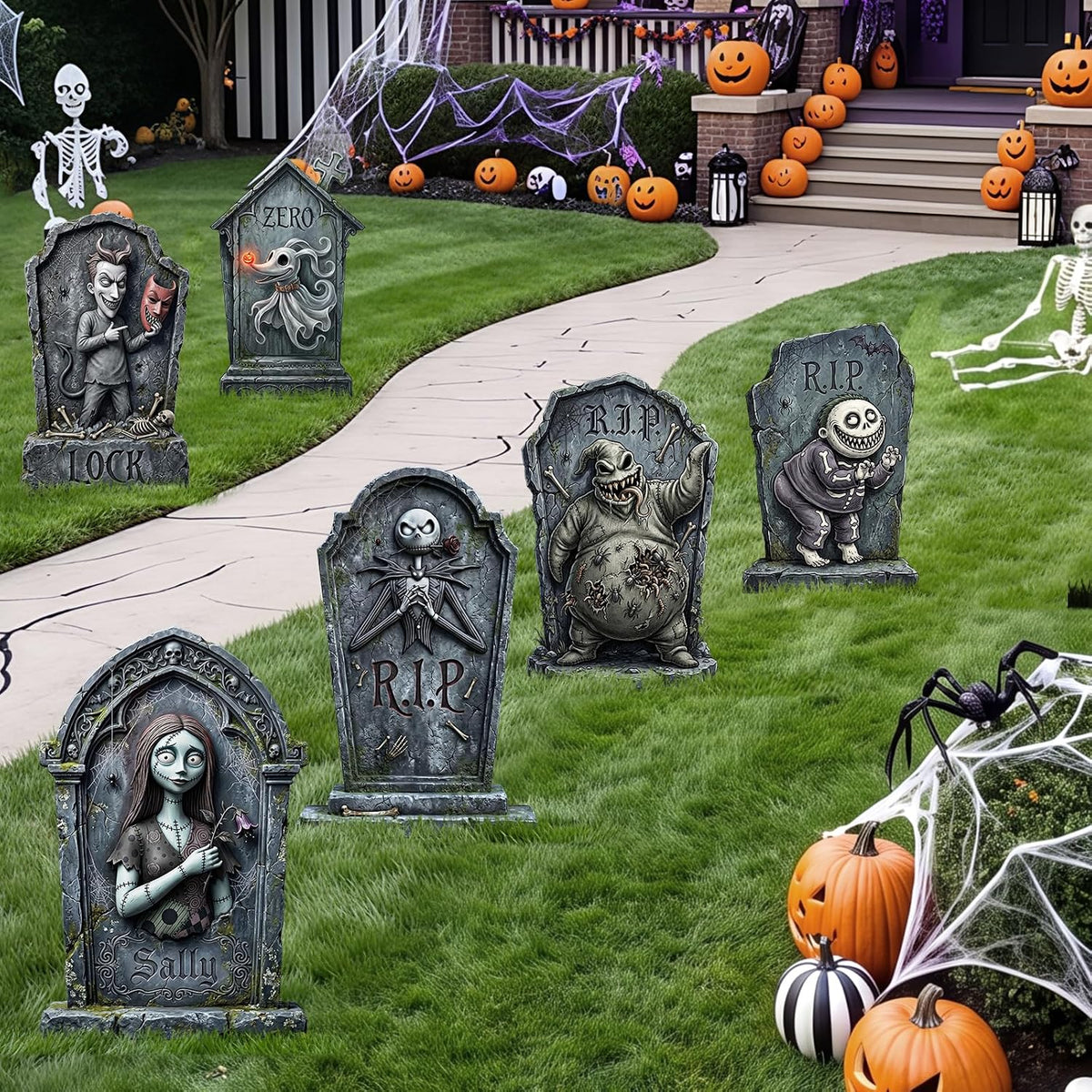 KLYRO 6-Pack 17-Inch Printed Halloween Tombstone Yard Signs – 17 Inch, Black – Black / 17 Inch – product detail
