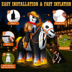zukakii QM-WS-041 7-Foot Halloween Skeleton Cowboy & Horse Inflatable – Black – product detail