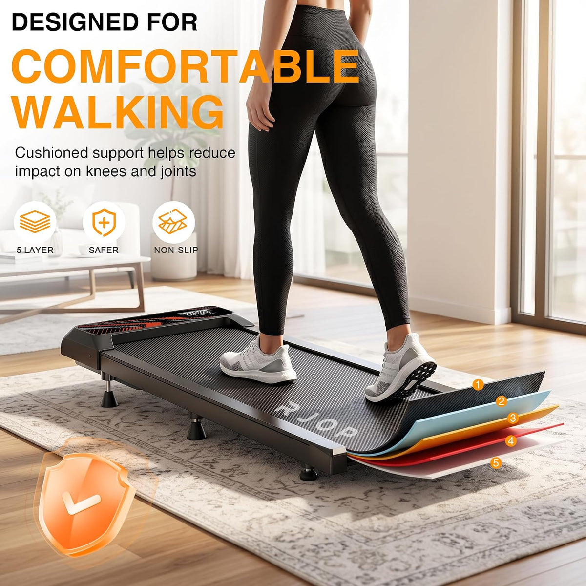RJOP N4054 Under-Desk Walking Treadmill – Black-Red – product detail