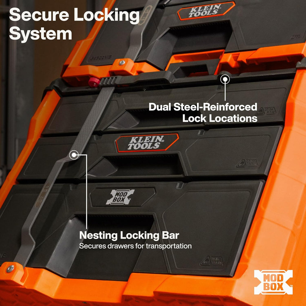 KLEIN TOOLS 54890MB MODbox 3-Drawer Rolling Tool Box – Three Drawer Rolling Toolbox, Orange – Three Drawer Rolling Toolbox / Orange – product detail