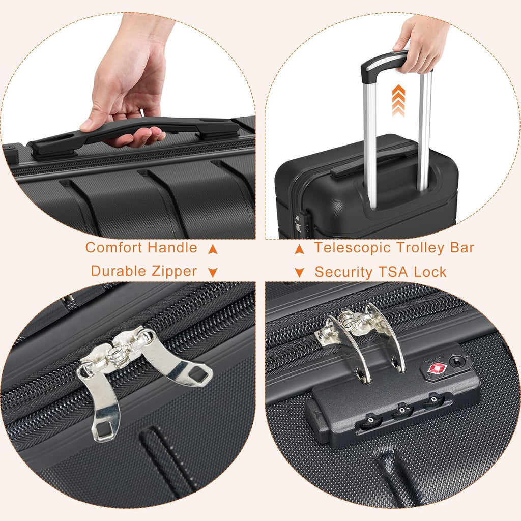 Sweetcrispy V2-2LG-28BK Hardside Suitcase – 28 Inch, Black – Black / 28 Inch – product detail