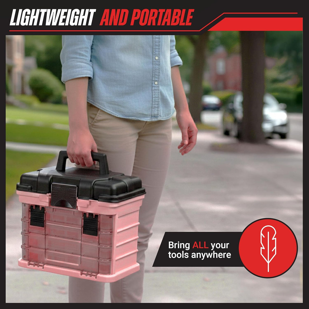 Stalwart 75-STO3183 Portable Parts Organizer with Four Removable Boxes – Pink – product detail
