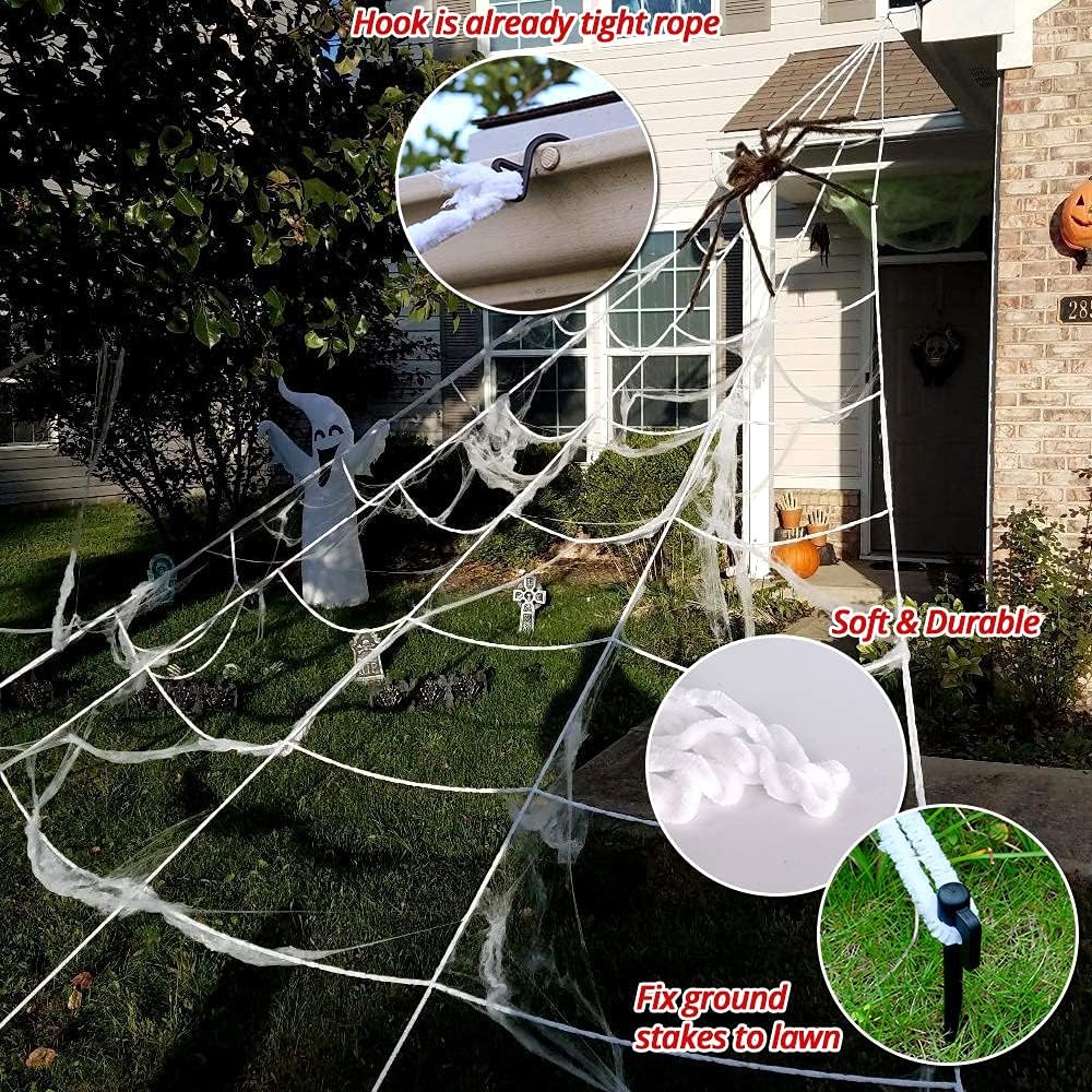OCATO HF2106006 200-Inch Halloween Web & 59-Inch Spider Decoration Set – 200", Black – Black / 200" – product detail