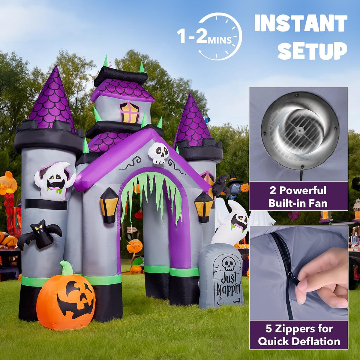 ZPISF Halloween Castle 12 ft 12-Foot Halloween Castle Archway Inflatable – Multicolor – product detail